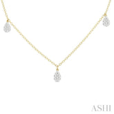 1/3 Ctw Lovebright Pear Motif Round Cut Diamond Station Necklace in 14K Yellow Gold